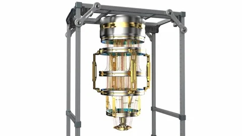 Quantum computer machine zoom in isolated on white background 4k footage 스톡 동영상 326623905