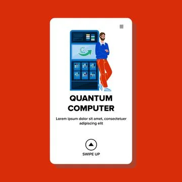 Quantum Computer Modern Digital Equipment Vector Illustrazione stock