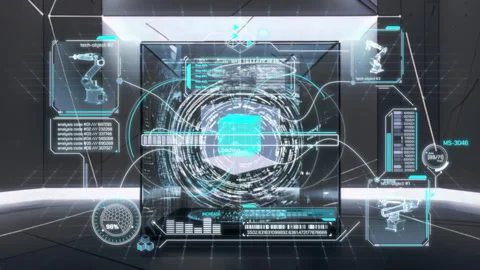 Quantum computer processing data in futuristic server room 스톡 동영상 312877565