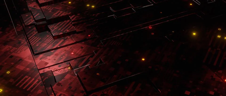 Quantum computer system. Information analytics concept. Sorting data. 3D rend Stock Photos