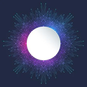 Quantum computer technology banner design template concept. Deep learning Stock Illustration