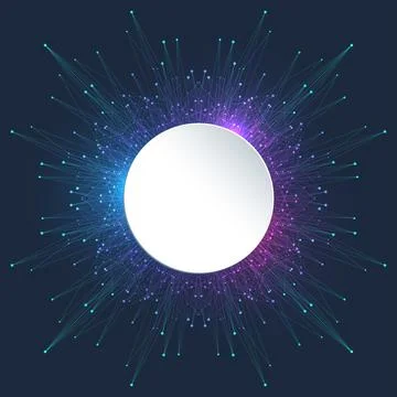 Quantum computer technology banner design template concept. Deep learning Illustrazione stock