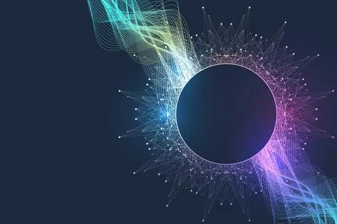 Quantum computer technology banner design template concept. Deep learning Illustrazione stock