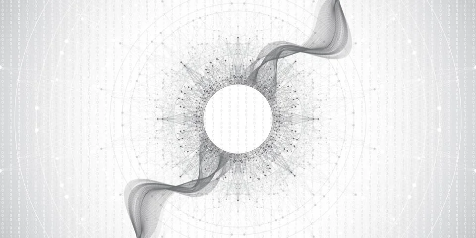 Quantum computer technology banner design template concept. Deep learning Illustrazione stock