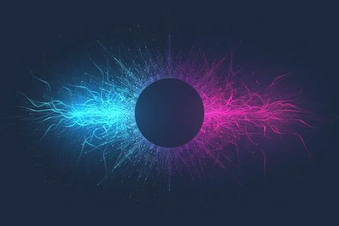 Quantum computer technology banner design template concept, gravitational wave Illustrazione stock