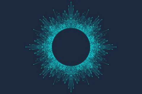 Quantum computer technology banner design template concept. Deep learning Stock Illustration