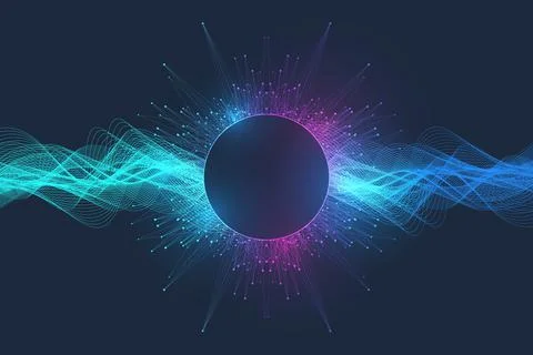 Quantum computer technology banner design template concept. Deep learning Illustrazione stock