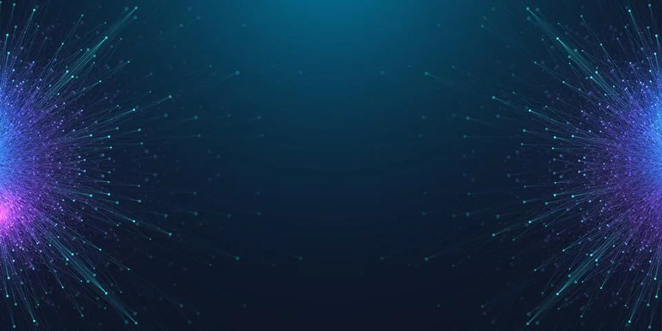 Quantum computer technology banner design template concept, gravitational wave Illustrazione stock