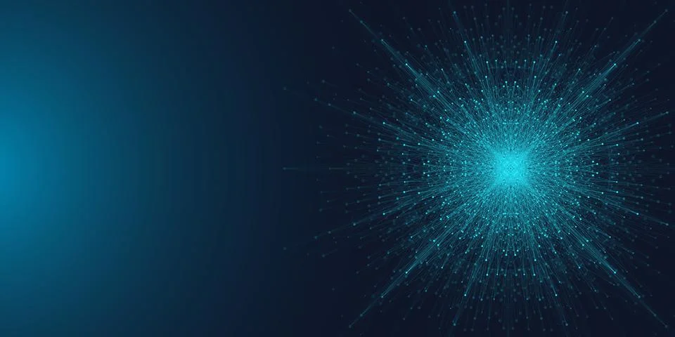 Quantum computer technology banner design template concept, gravitational wave Stock Illustration