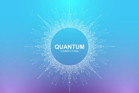 Quantum computer technology concept. Deep learning artificial intelligence. Big Stock Illustration