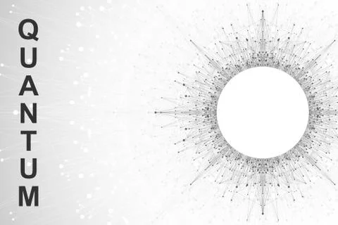 Quantum computer technology concept. Deep learning artificial intelligence. Big Stock Illustration