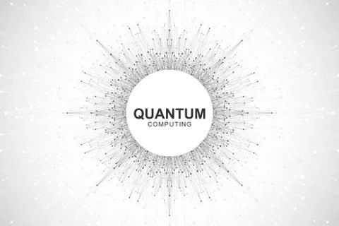 Quantum computer technology concept. Deep learning artificial intelligence. Big Illustrazione stock