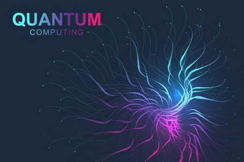 Quantum computer technology concept. Deep learning artificial intelligence. Big Stock Illustration