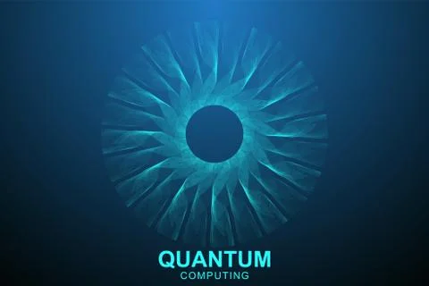 Quantum computer technology concept. Deep learning artificial intelligence. Big Stock Illustration