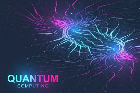 Quantum computer technology concept. Deep learning artificial intelligence. B Illustrazione stock