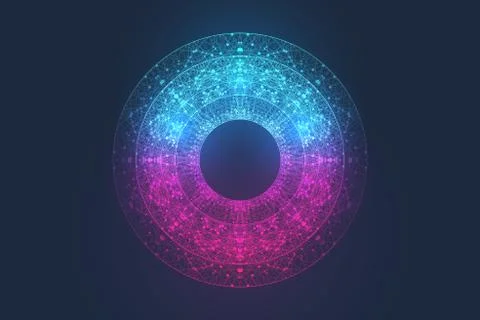 Quantum computer technology concept. Deep learning artificial intelligence. B Illustrazione stock