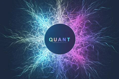 Quantum computer technology concept. Deep learning artificial intelligence. B Illustrazione stock