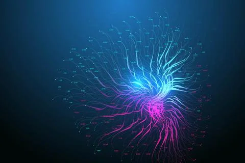 Quantum computer technology concept. Deep learning artificial intelligence. Big Stock Illustration