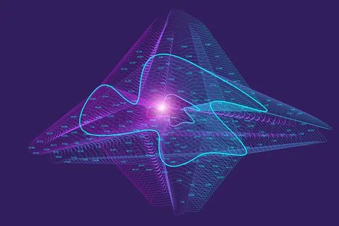 Quantum computer technology concept. Deep learning artificial intelligence. Big Stock Illustration