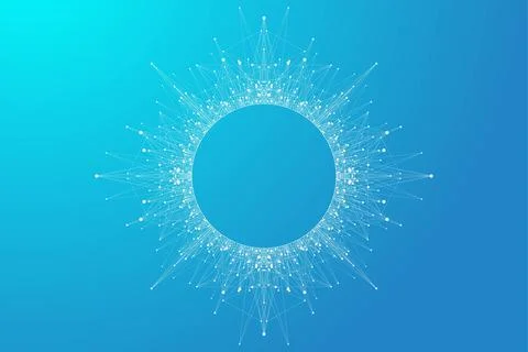 Quantum computer technology concept. Deep learning artificial intelligence. Big Illustrazione stock