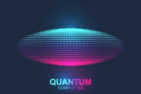 Quantum computer technology concept. Sphere explosion background. Deep learni Stock Illustration