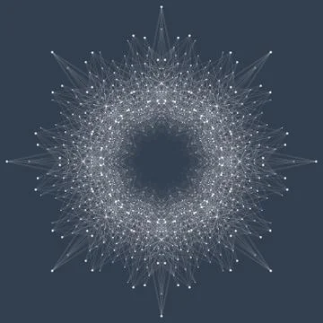 Quantum computer technology concept. Sphere explosion background. Deep learni Stock Illustration