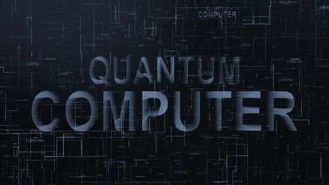 Quantum computer text technology data line Stock Illustration