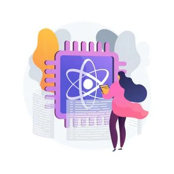 Quantum computing abstract concept vector illustration. イラスト素材