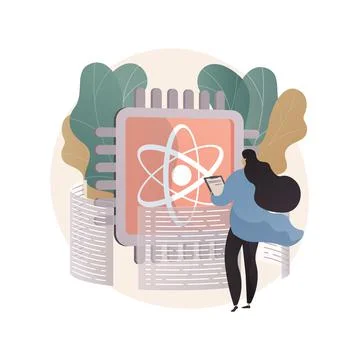 Quantum computing abstract concept vector illustration. Stock Illustration