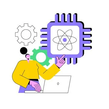 Quantum computing abstract concept vector illustration. Stock Illustration