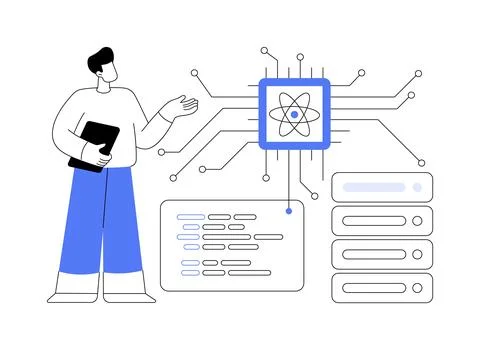 Quantum computing abstract concept vector illustration. Stock Illustration