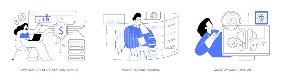 Quantum computing abstract concept vector illustrations. Stock Illustration