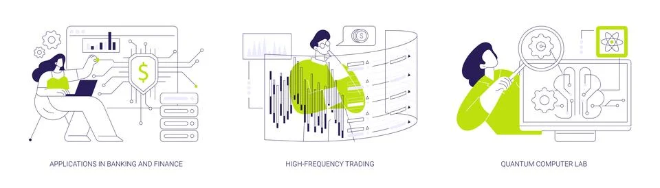 Quantum computing abstract concept vector illustrations. Stock Illustration