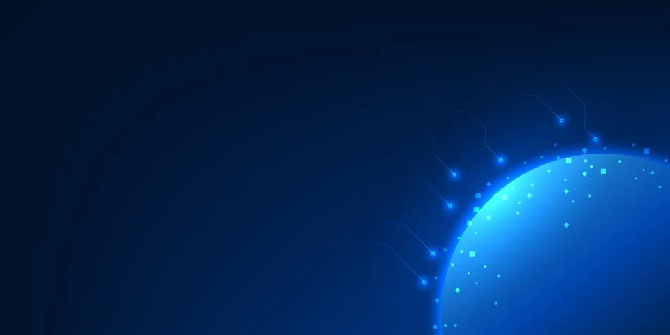 Quantum Computing, Abstract Technology Background, Glowing Circular Nodes, .. Stock Illustration