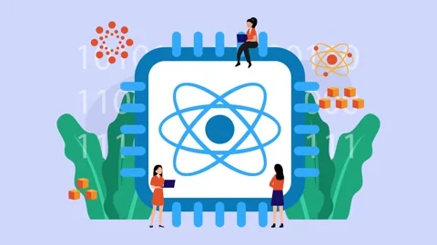 Quantum Computing and Advanced Microchip Technology cartoon animation Stock Footage 337954718