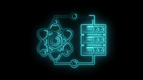 Quantum computing and data server neon glow representing future technology .. Stock Footage 312113304