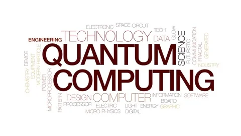Quantum computing animated word cloud, text design animation. Kinetic Stock Footage 77554296