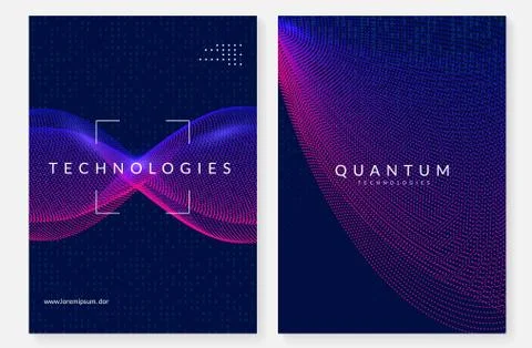 Quantum computing background. Technology for big data, visualiza Illustrazione stock