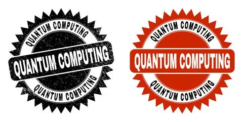 QUANTUM COMPUTING Black Rosette Watermark with Corroded Surface Stock Illustration