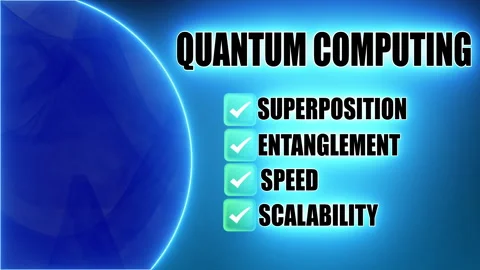 Quantum Computing - Black text on blue neon background Stock Footage 302214540