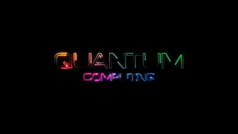 Quantum Computing colorful neon laser text animation glitch effect Stock Footage 247449147