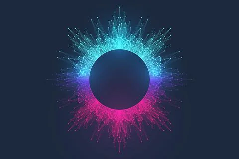 Quantum computing concept. Deep learning artificial intelligence. Big data Stock Illustration