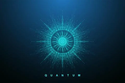 Quantum computing concept. Deep learning artificial intelligence. Big data Stock Illustration