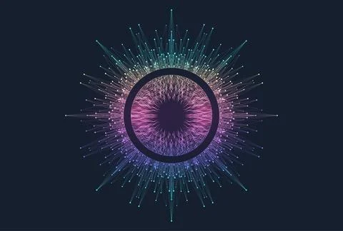 Quantum computing concept. Deep learning artificial intelligence. Big data Stock Illustration