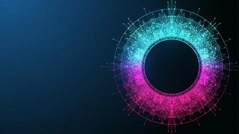 Quantum computing concept. Deep learning artificial intelligence. Big data Stock Illustration