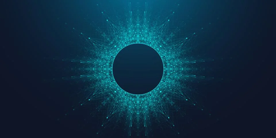 Quantum computing concept. Deep learning artificial intelligence. Big data Stock Illustration