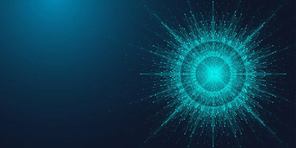 Quantum computing concept illustration. Deep learning artificial intelligence Stock Illustration