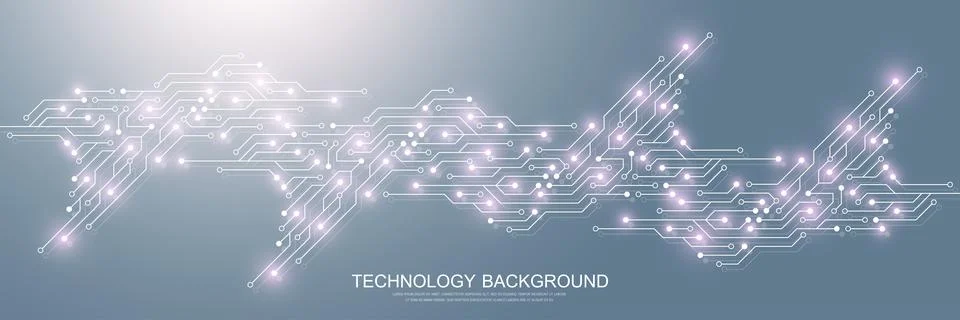 Quantum computing concept. Motherboard computer generated abstract background Stock Illustration