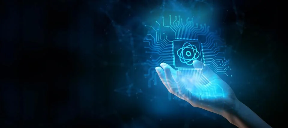 Quantum Computing Concept: Revolutionizing Information Processing Illustrated Stock Photos
