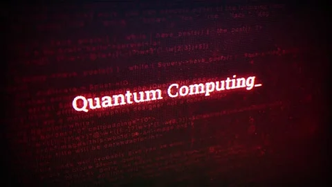 Quantum Computing on digital screen message on computer screens V01 Stock Footage 317004507